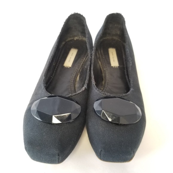 MARC JACOBS | Ballet Flats Huge Jewel Crystal Gem Square Toe Size US 7.5/EU 37.5 - Picture 1 of 11